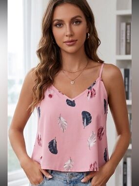 Pink Crop Camisole with Relaxed Fit